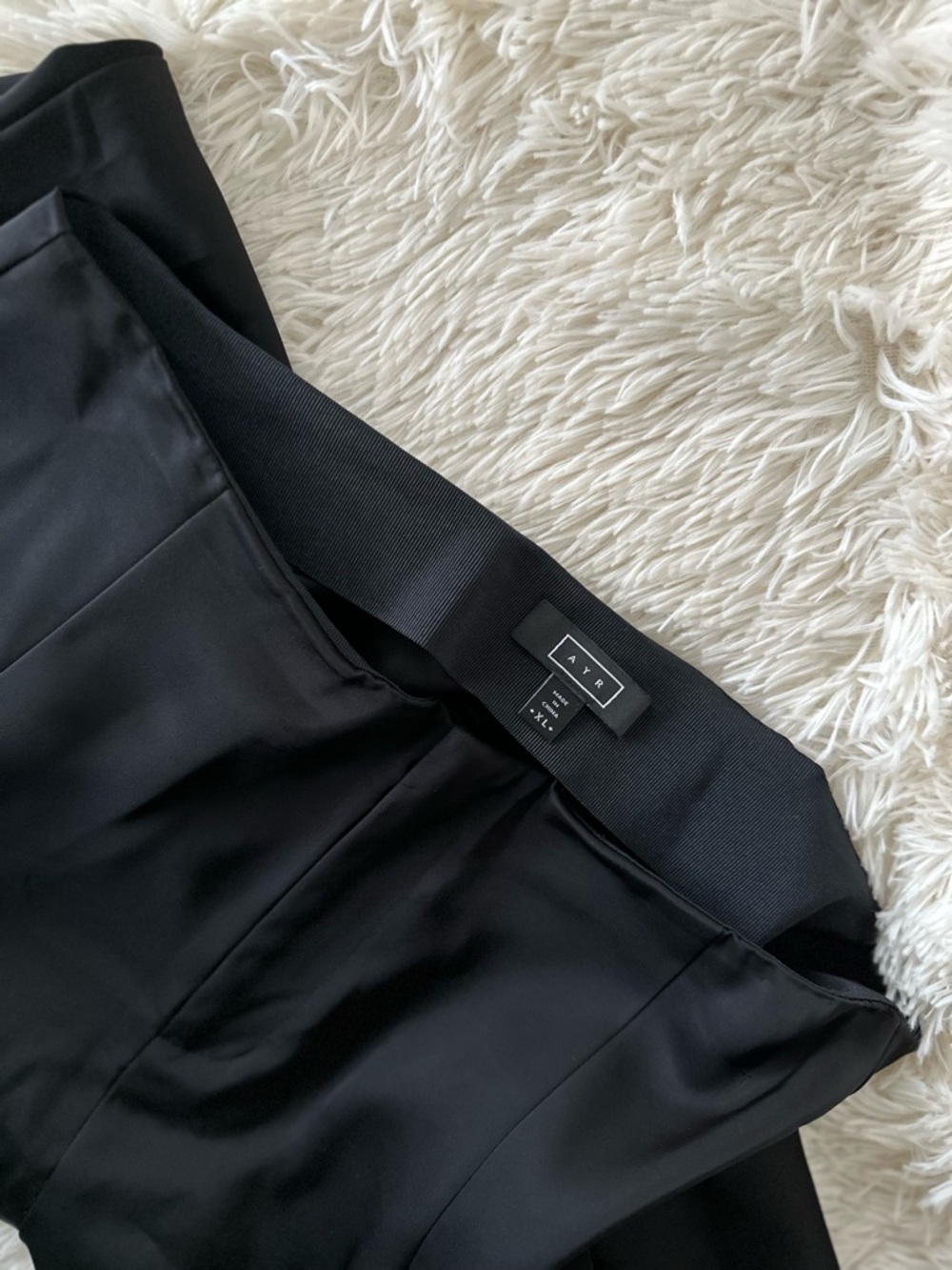 AYR Black Satin Palazzo Trousers
